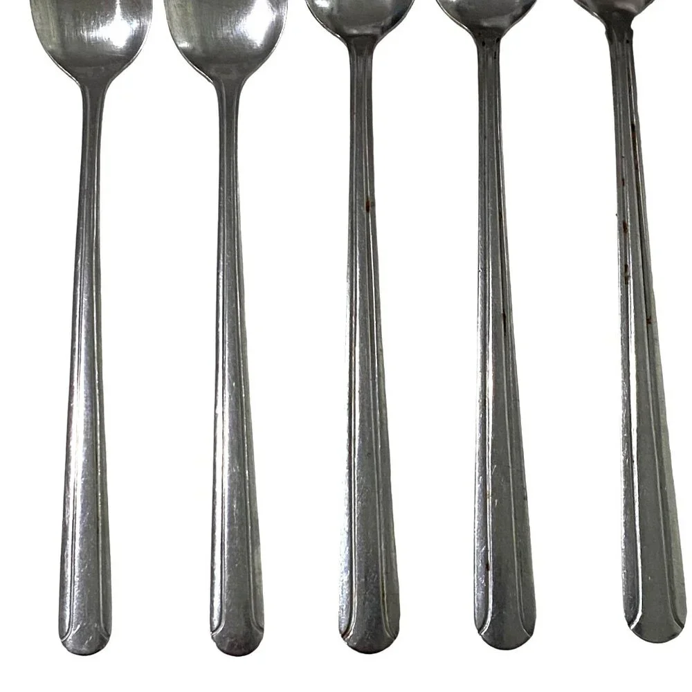Royal Chicago‎ Stainless Steel China Teaspoon Lot of 8 Art Deco Dining Kitchen